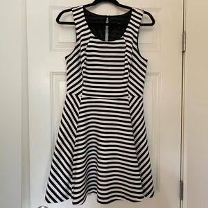 Express dress. Size medium. Black-and-white striped. Strapless.